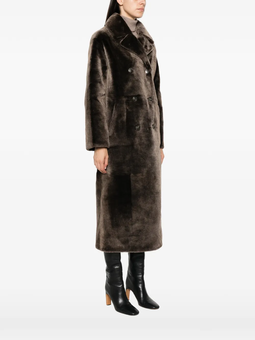 Yves Salomon double-breasted shearling coat Bruin