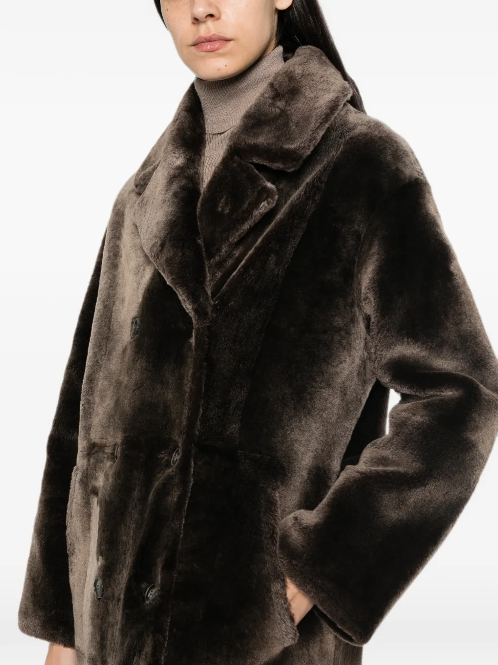 Yves Salomon double-breasted shearling coat Bruin