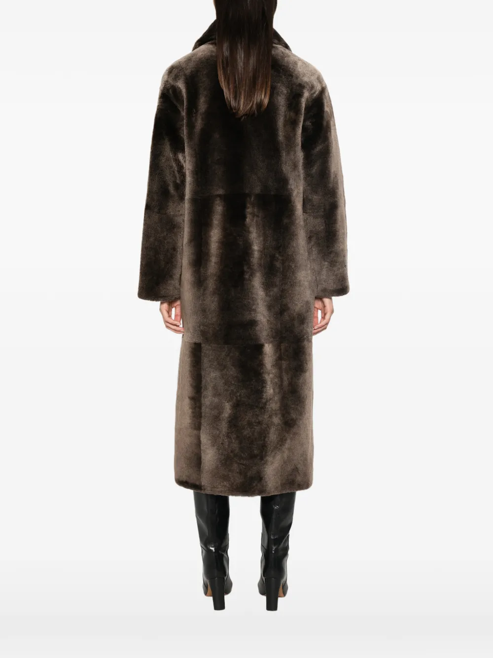Yves Salomon double-breasted shearling coat Bruin