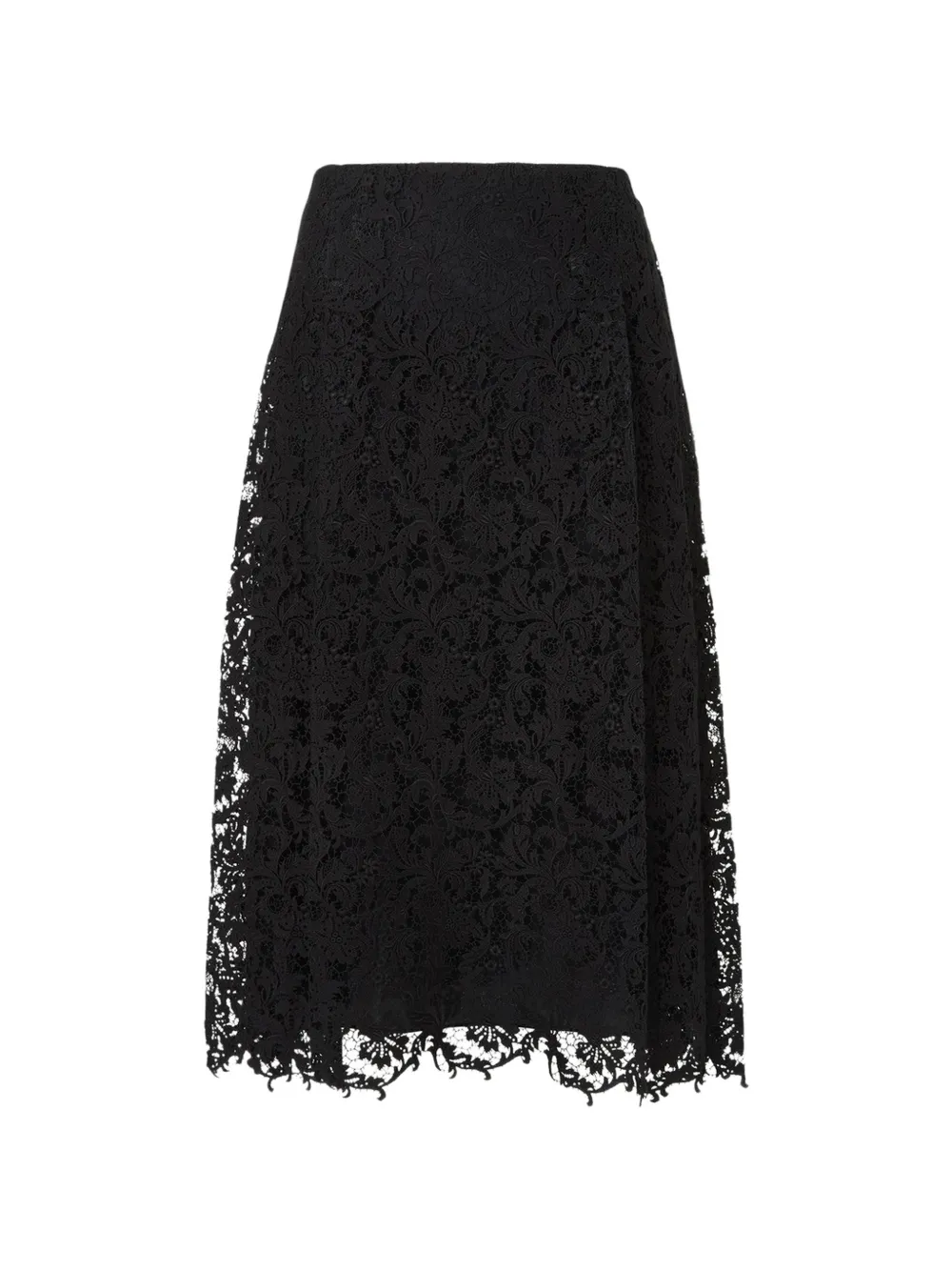 FENDI Midi-plooirok met kant Zwart