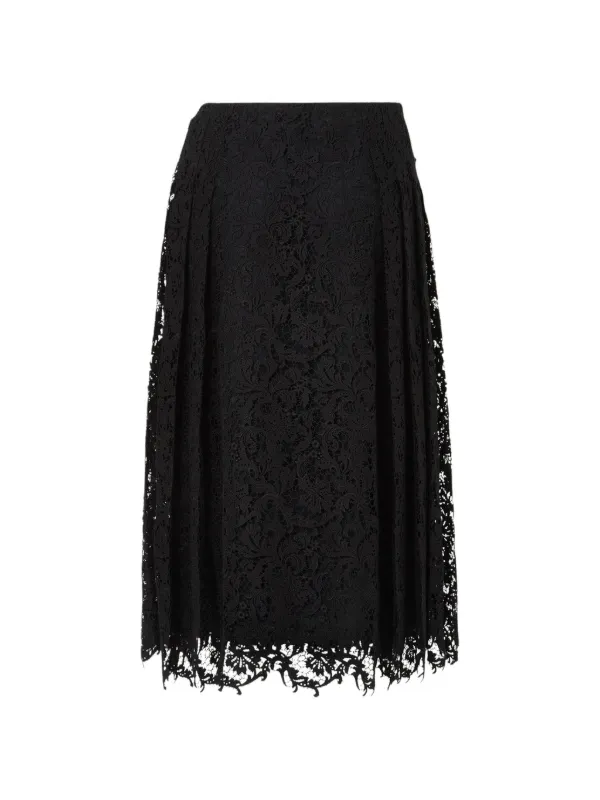 Fendi Lace Pleated Midi Skirt in Black