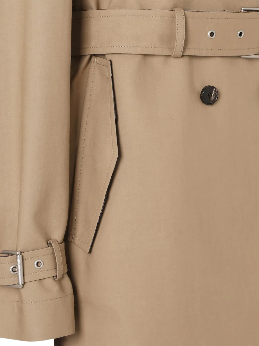 FENDI Trenchcoat met dubbele rij knopen en ceintuur Beige