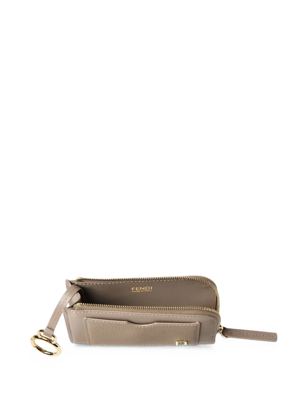 FENDI FF logo-plaque leather wallet Beige