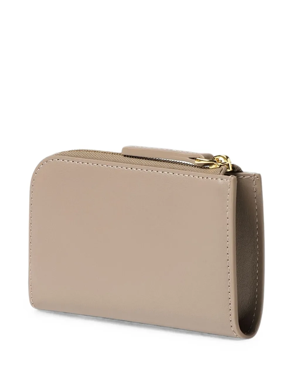 FENDI FF logo-plaque leather wallet Beige