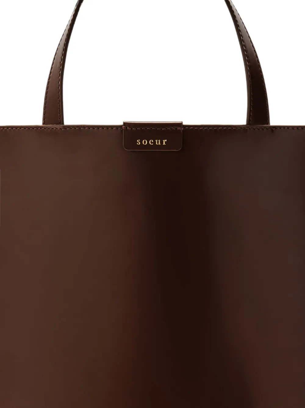 Soeur Leren shopper met logo-plakkaat Bruin