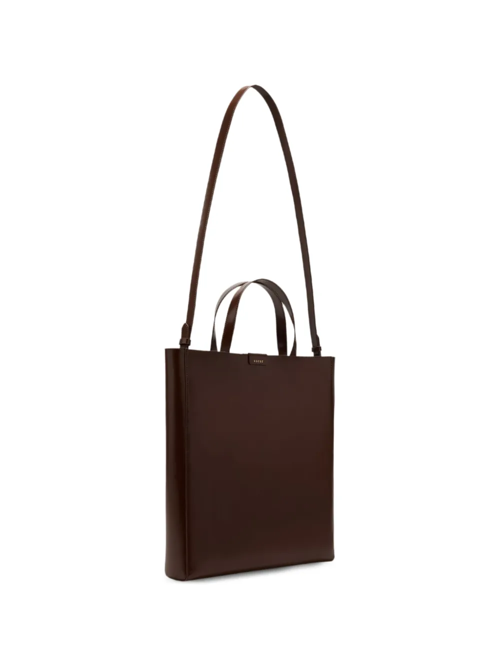 Soeur Leren shopper met logo-plakkaat Bruin