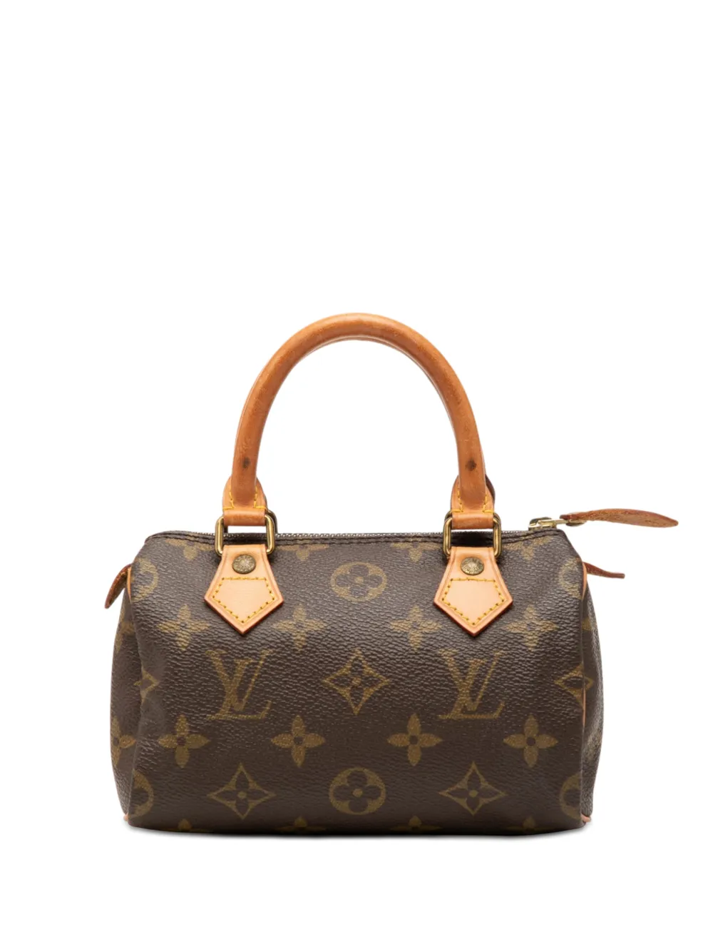 Pre-owned Louis Vuitton 1991 Monogram Mini Speedy Hl Satchel In Brown