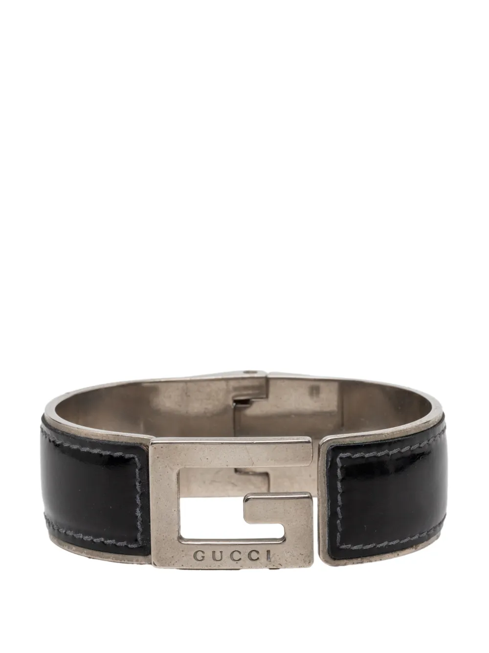 Gucci Pre-Owned 1990-2000 GG Armspange aus Leder und Messing - Schwarz