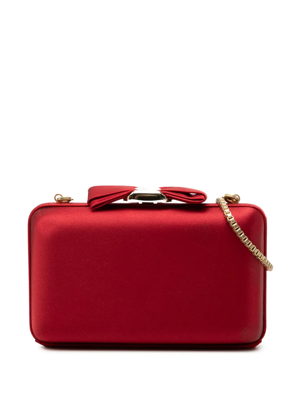 Ferragamo Pre-Owned Borsa a tracolla in raso con fiocco Vara e catena 2010-2026 - Rosso