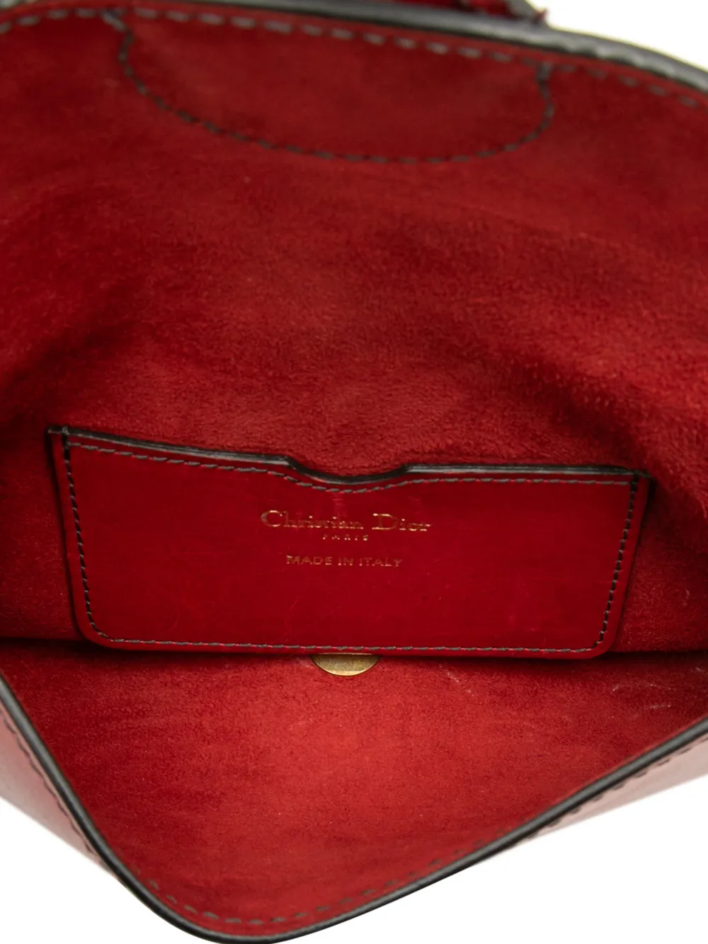Dior Pre-owned 2017 Mini Leather D Bee Saddle Bag Crossbody Bag in Red, view 5