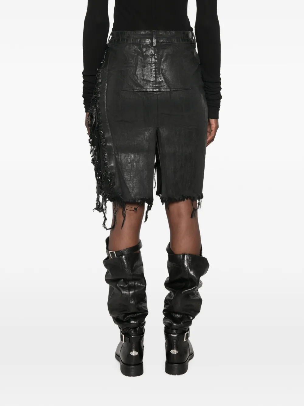 Rick Owens DRKSHDW Gerafelde denim mini-rok Zwart