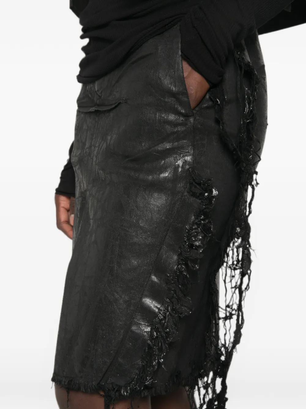 Rick Owens DRKSHDW Gerafelde denim mini-rok Zwart