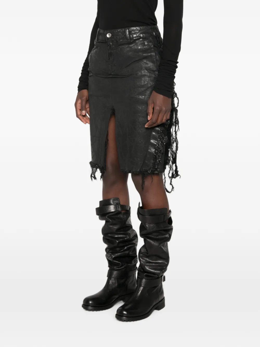 Rick Owens DRKSHDW Gerafelde denim mini-rok Zwart