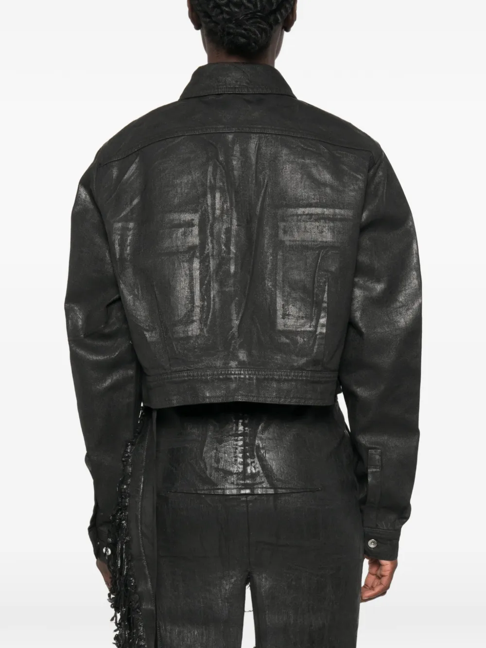 Rick Owens DRKSHDW cape-sleeve cropped denim jacket Zwart