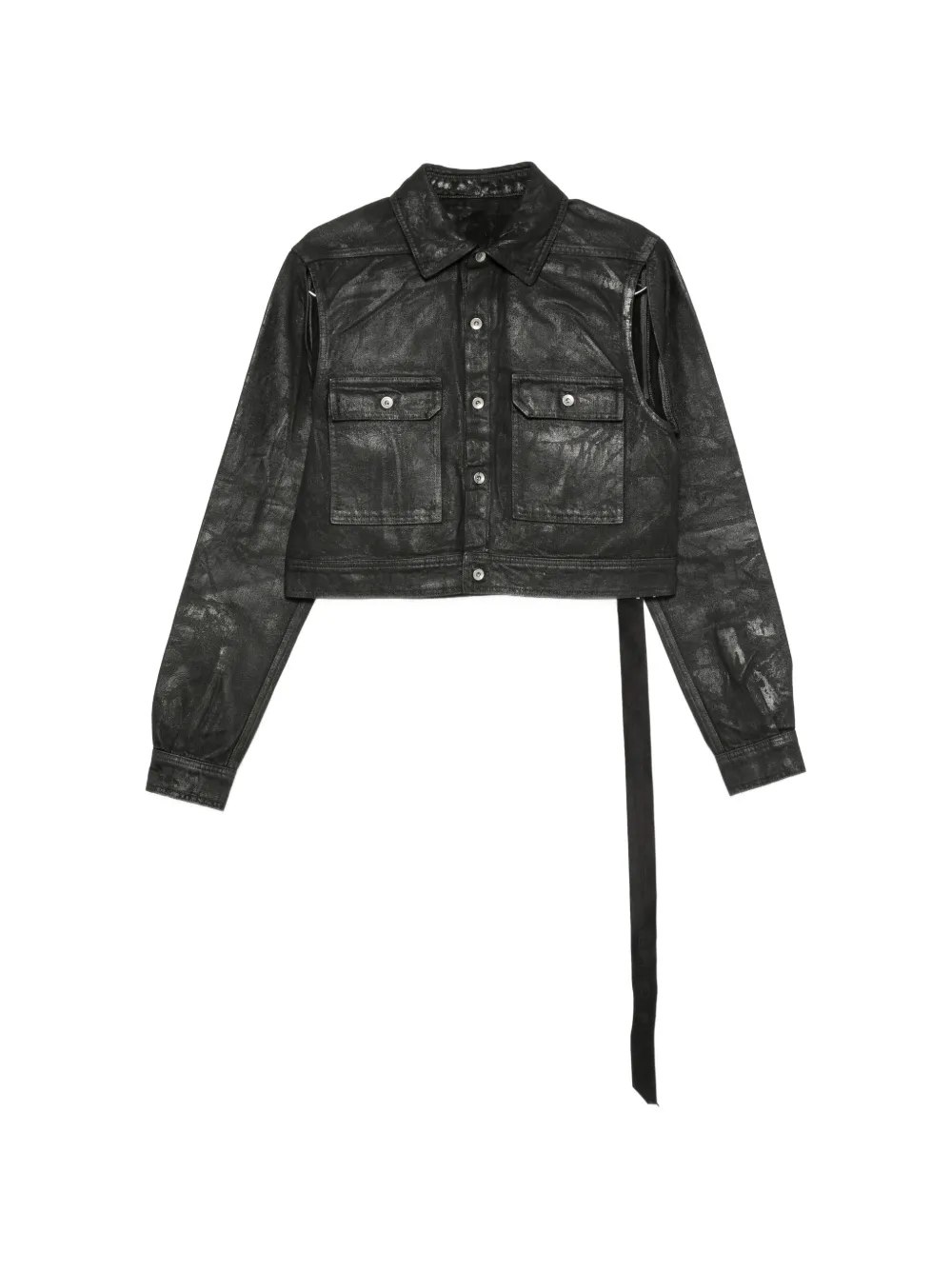 Rick Owens DRKSHDW cape-sleeve cropped denim jacket - Schwarz