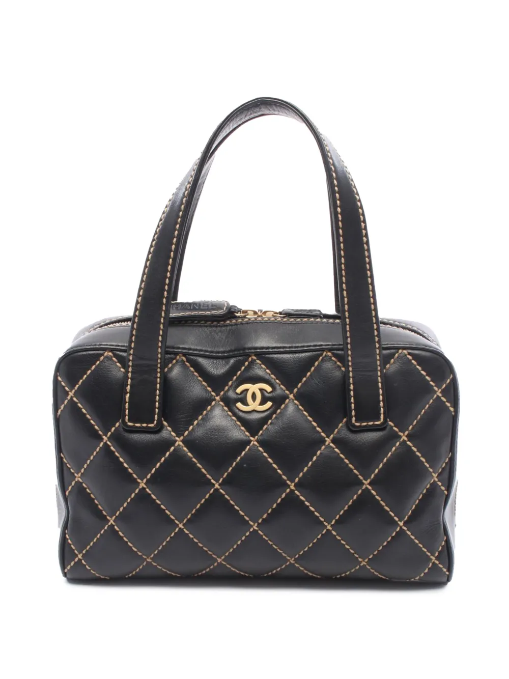 CHANEL Pre-Owned Borsa a mano Wild Stitch piccola in pelle di vitello 2003-2004 - Nero
