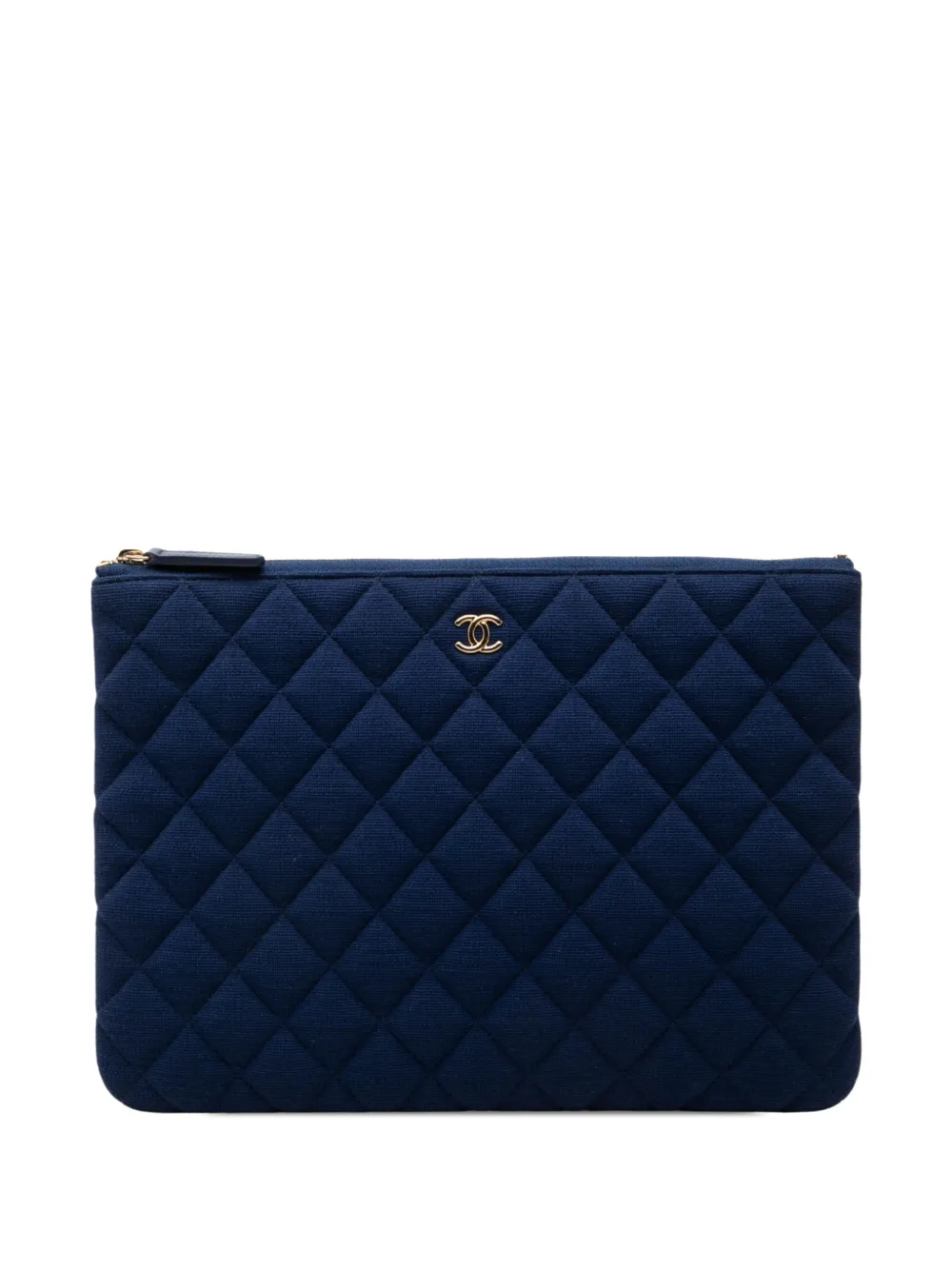 CHANEL Pre-Owned 2019 Medium Quilted Jersey O Case clutch bag - Blue
