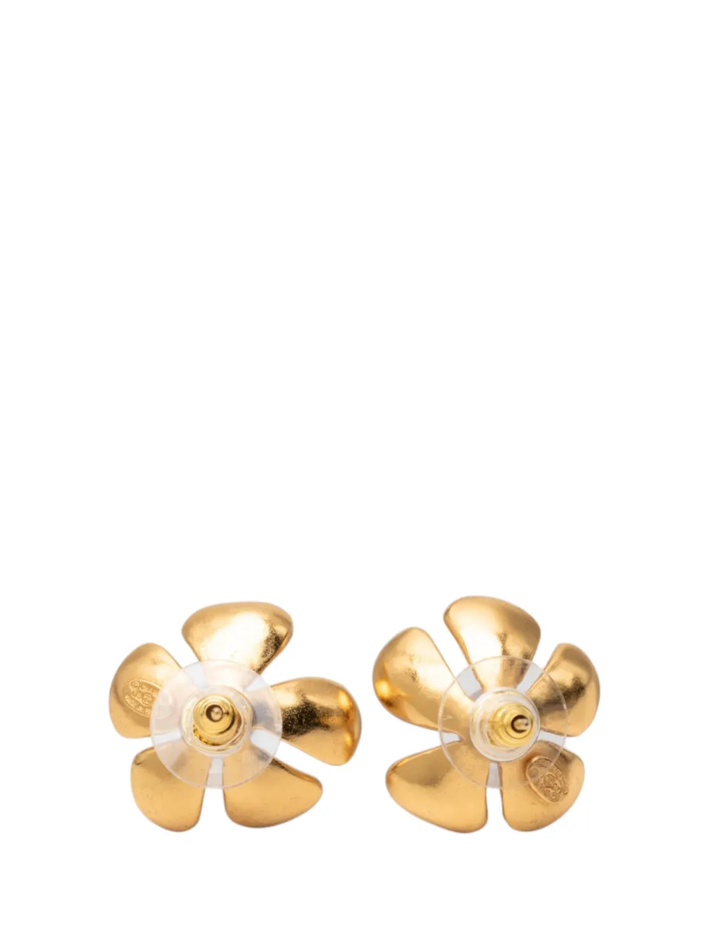 CHANEL Pre-Owned 2003 CC Gold Plated Faux Pearl Flower Stud Push Back Earrings costume earrings
