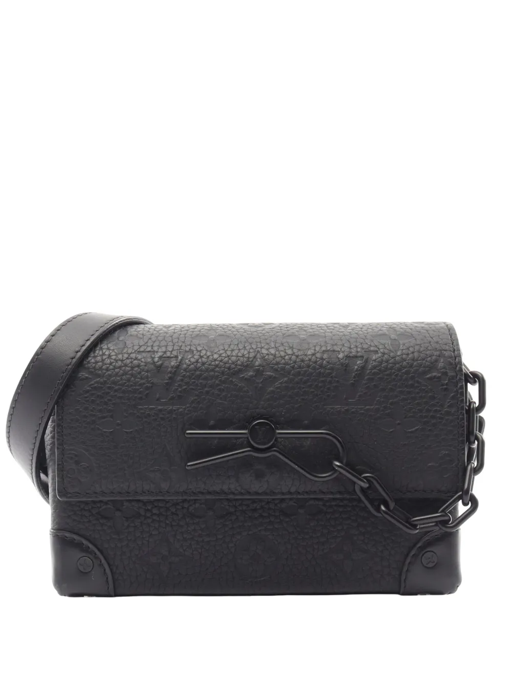 Pre-owned Louis Vuitton 2021-2026 Monogram Taurillon Steamer Wearable Wallet Crossbody Bag In Black