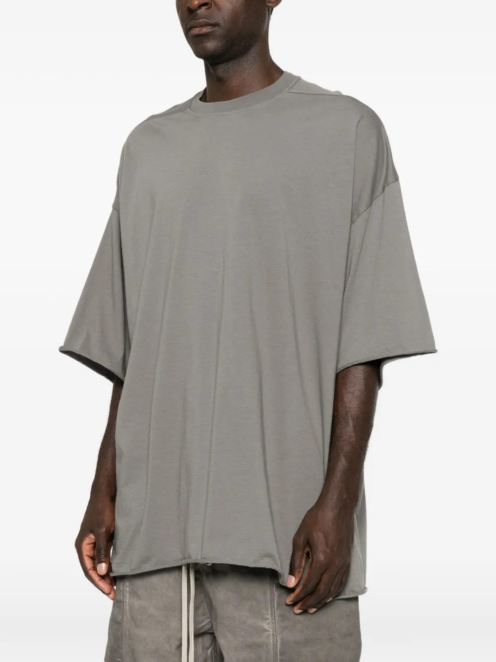 Rick Owens Tommy raw-cut oversized cotton T-shirt Grijs