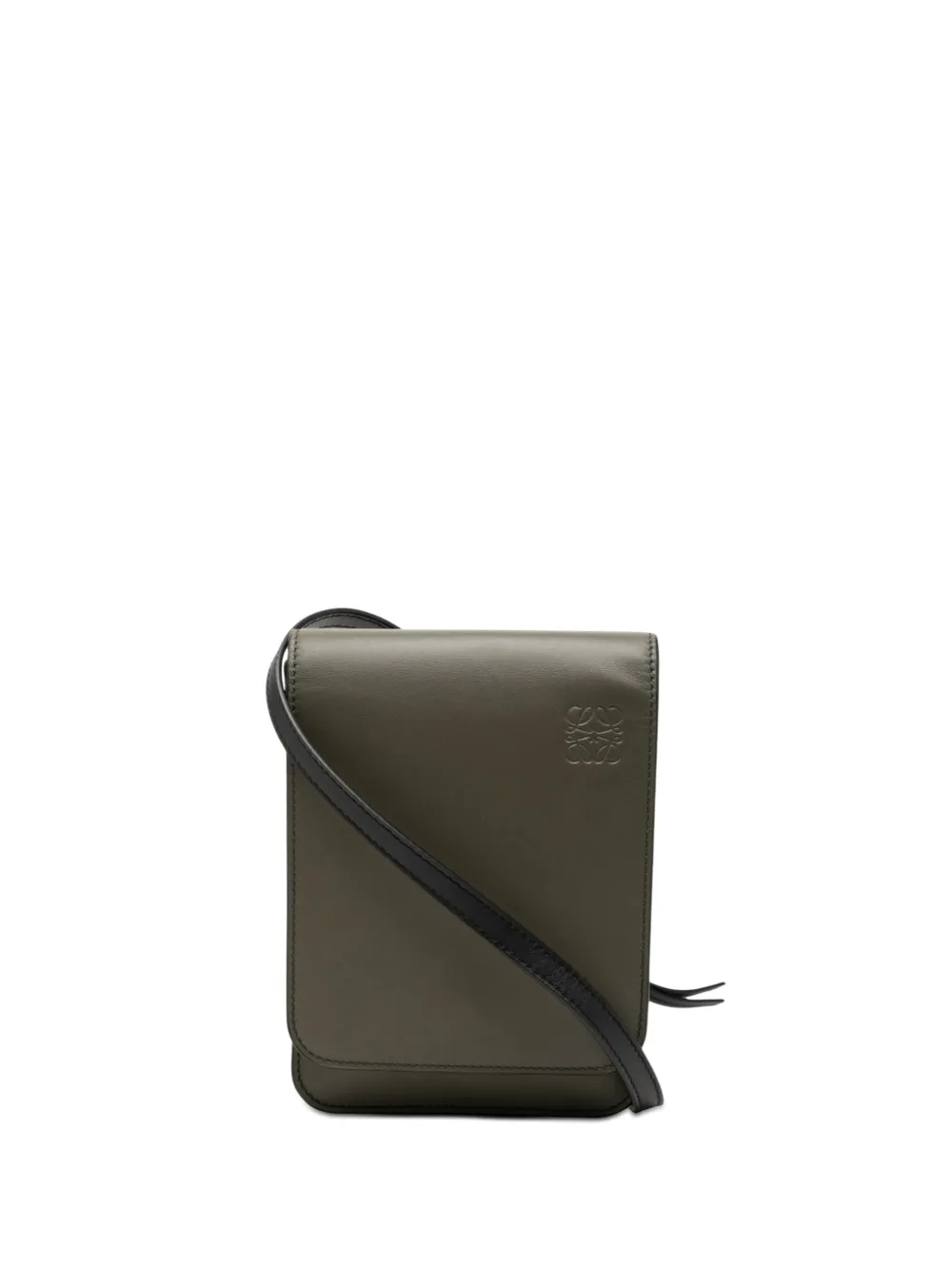 Loewe Pre-Owned 2019 Bicolor Leather Anagram Gusset Flat crossbody bag - Green