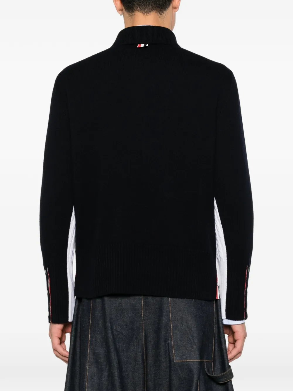 Thom Browne 4-Bar kabelgebreid poloshirt Wit