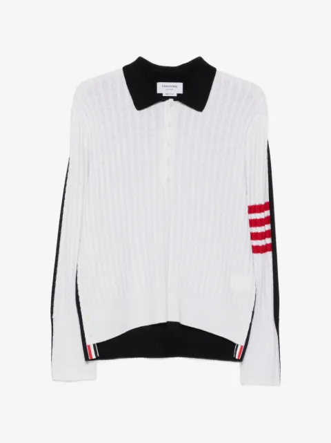 Thom Browne 4-Bar cable-knit polo shirt