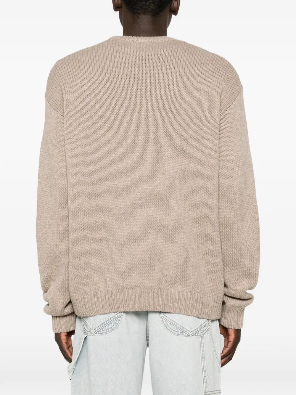 A.P.C. Gebreide trui met ronde hals en logo Beige