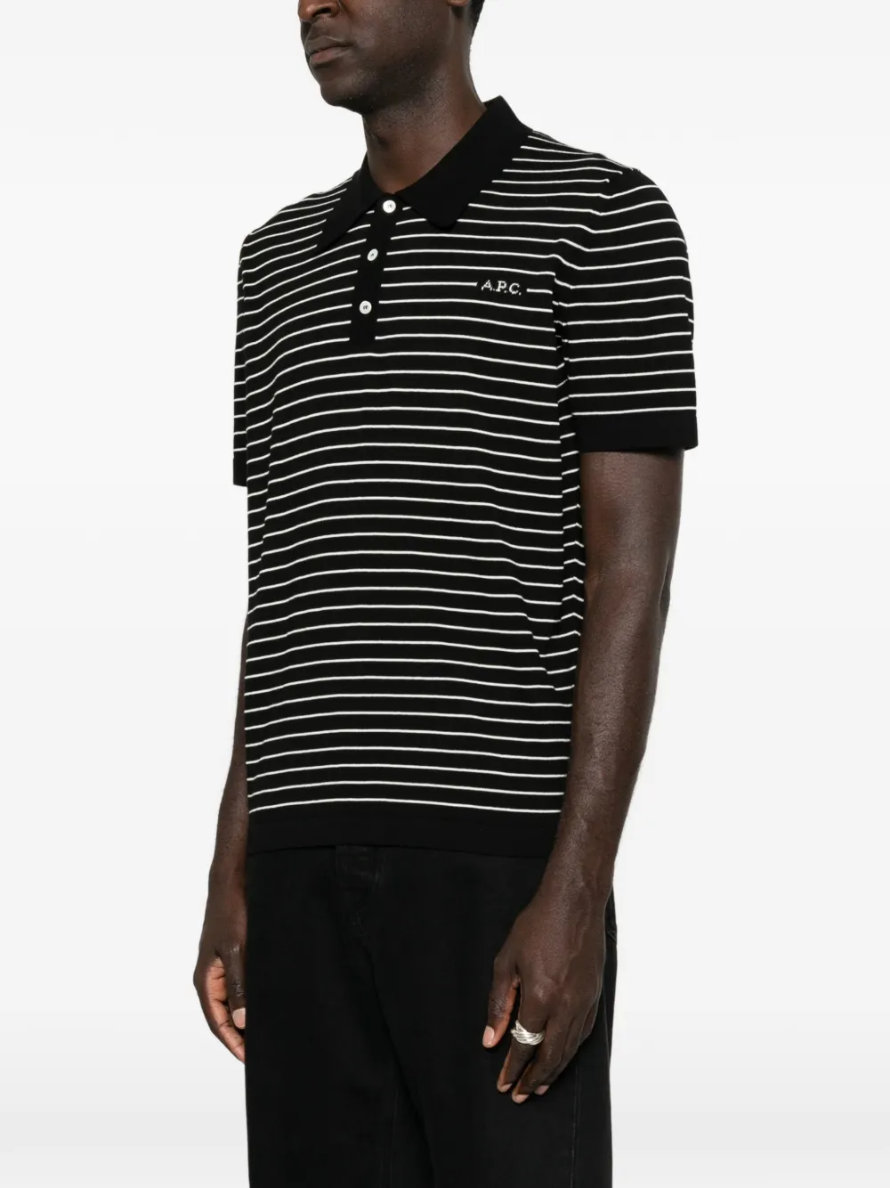 A.P.C. Gestreept poloshirt Zwart
