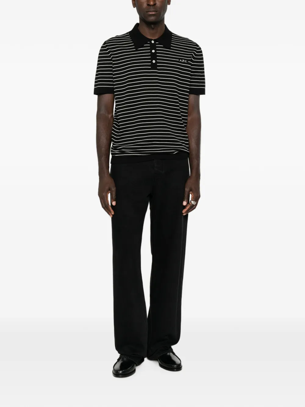 A.P.C. Gestreept poloshirt Zwart