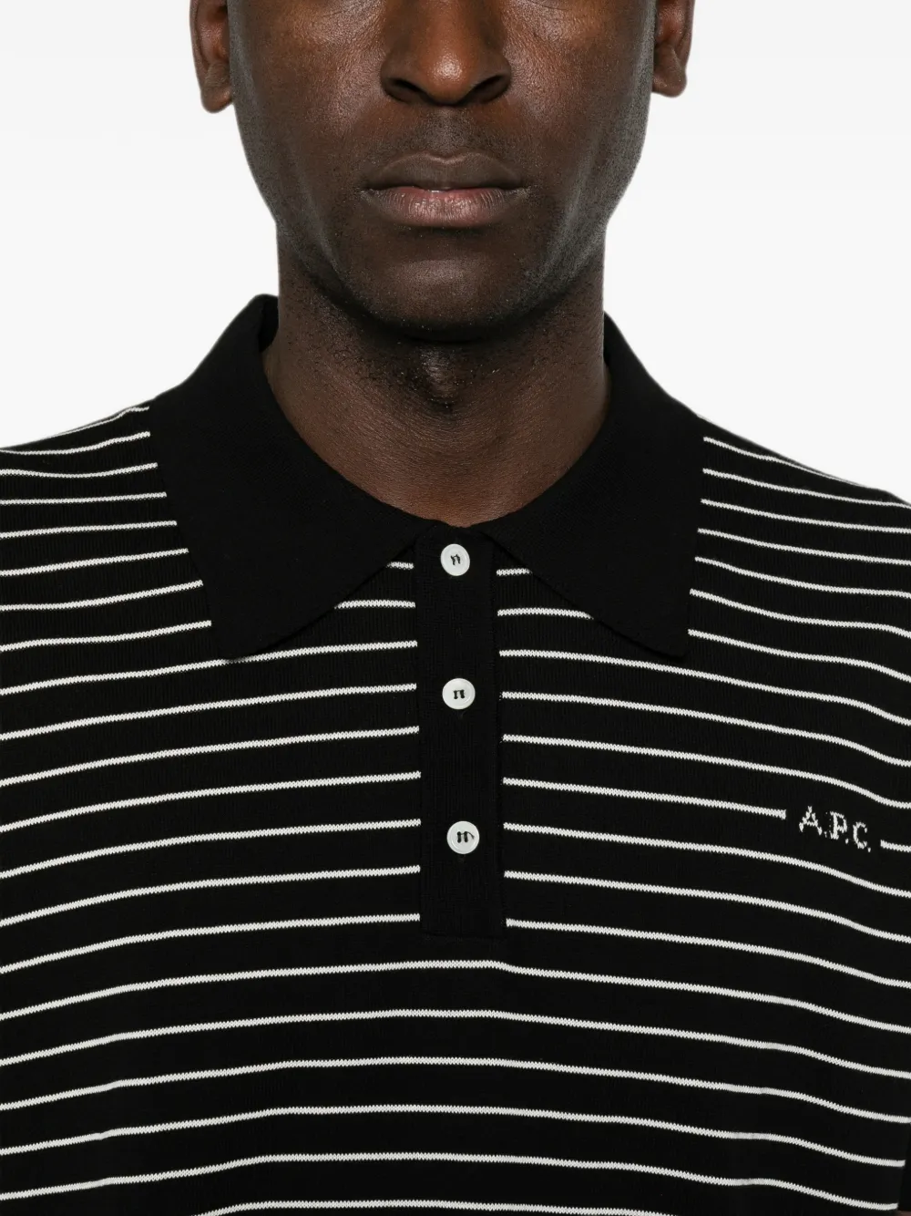 A.P.C. Gestreept poloshirt Zwart