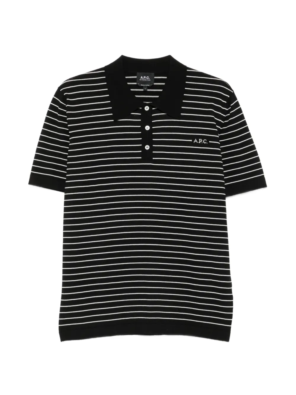 A.P.C. 스트라이프 반소매 폴로 셔츠 | 블랙 | Image 1