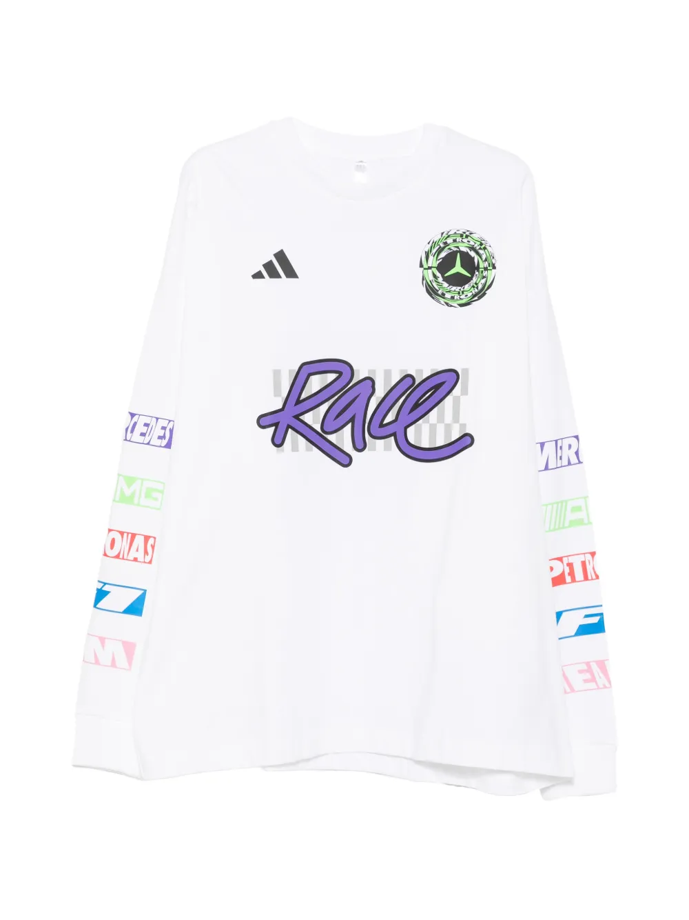 adidas logo-print long-sleeve T-shirt - Bianco
