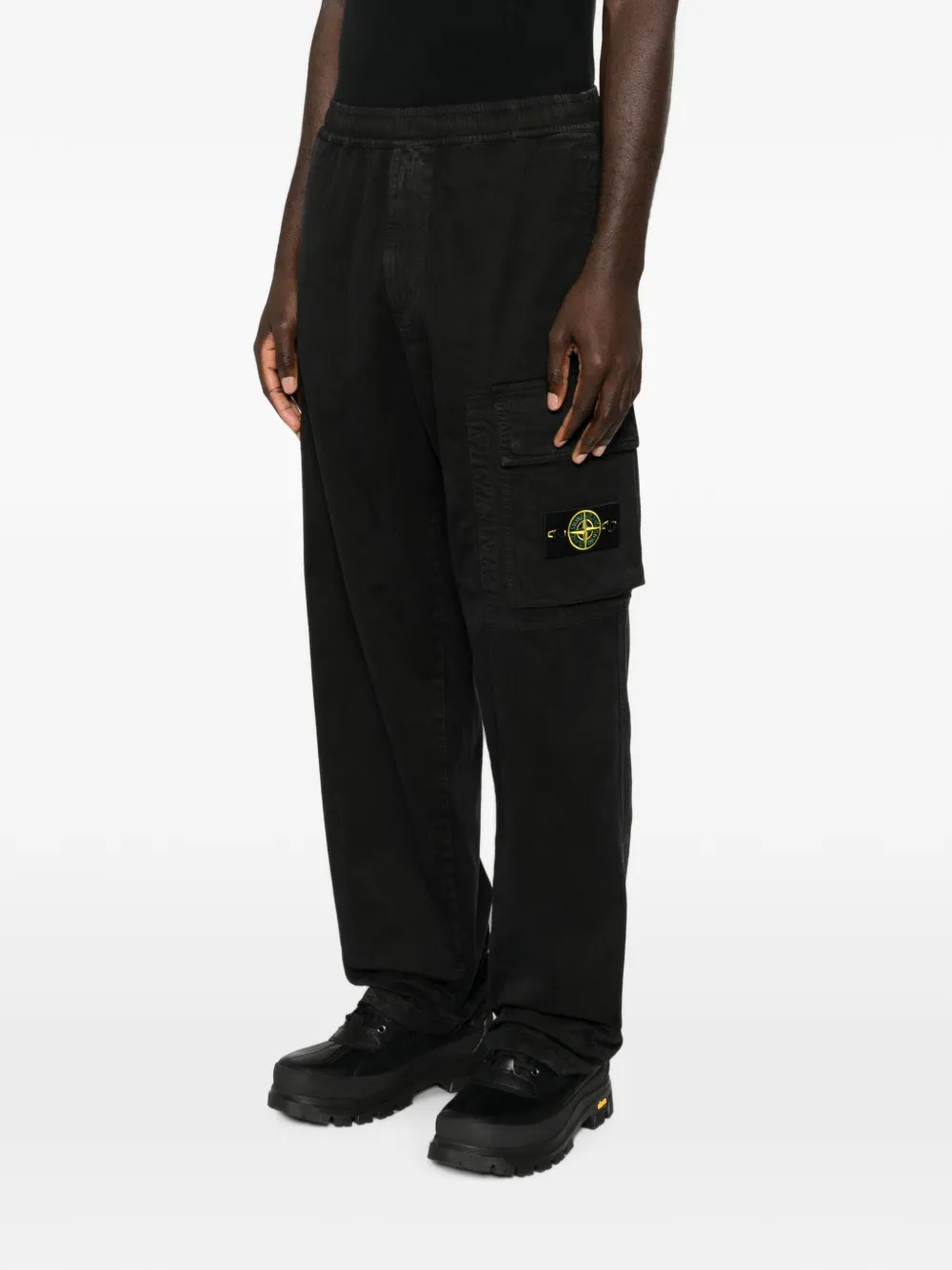 Stone Island Cargo broek met logopatch Zwart