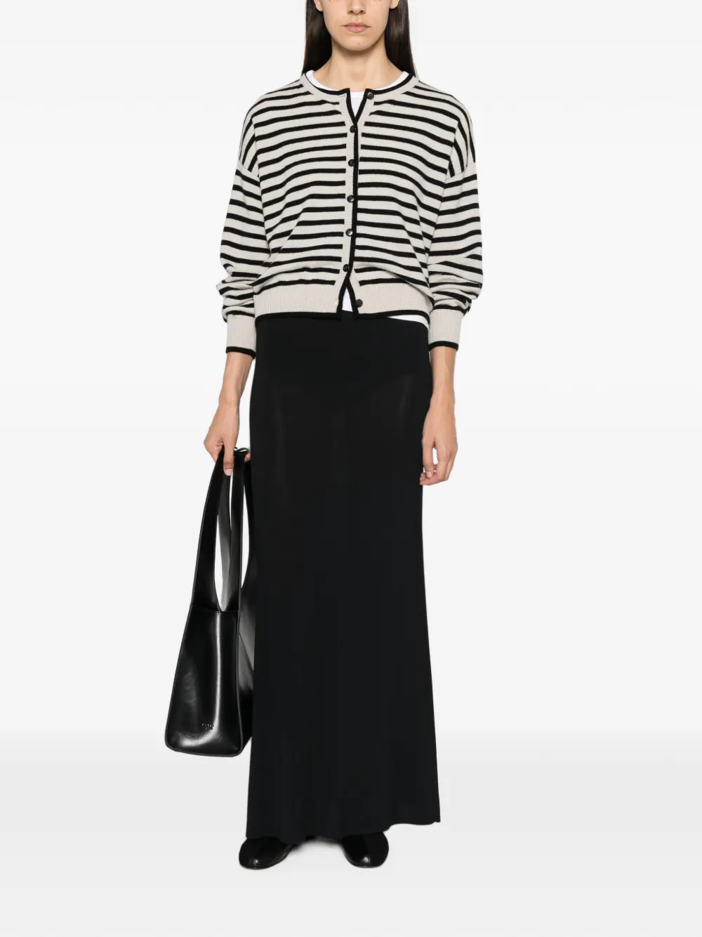 Lisa Yang Marit Striped Cashmere Cardigan in Neutrals, view 2