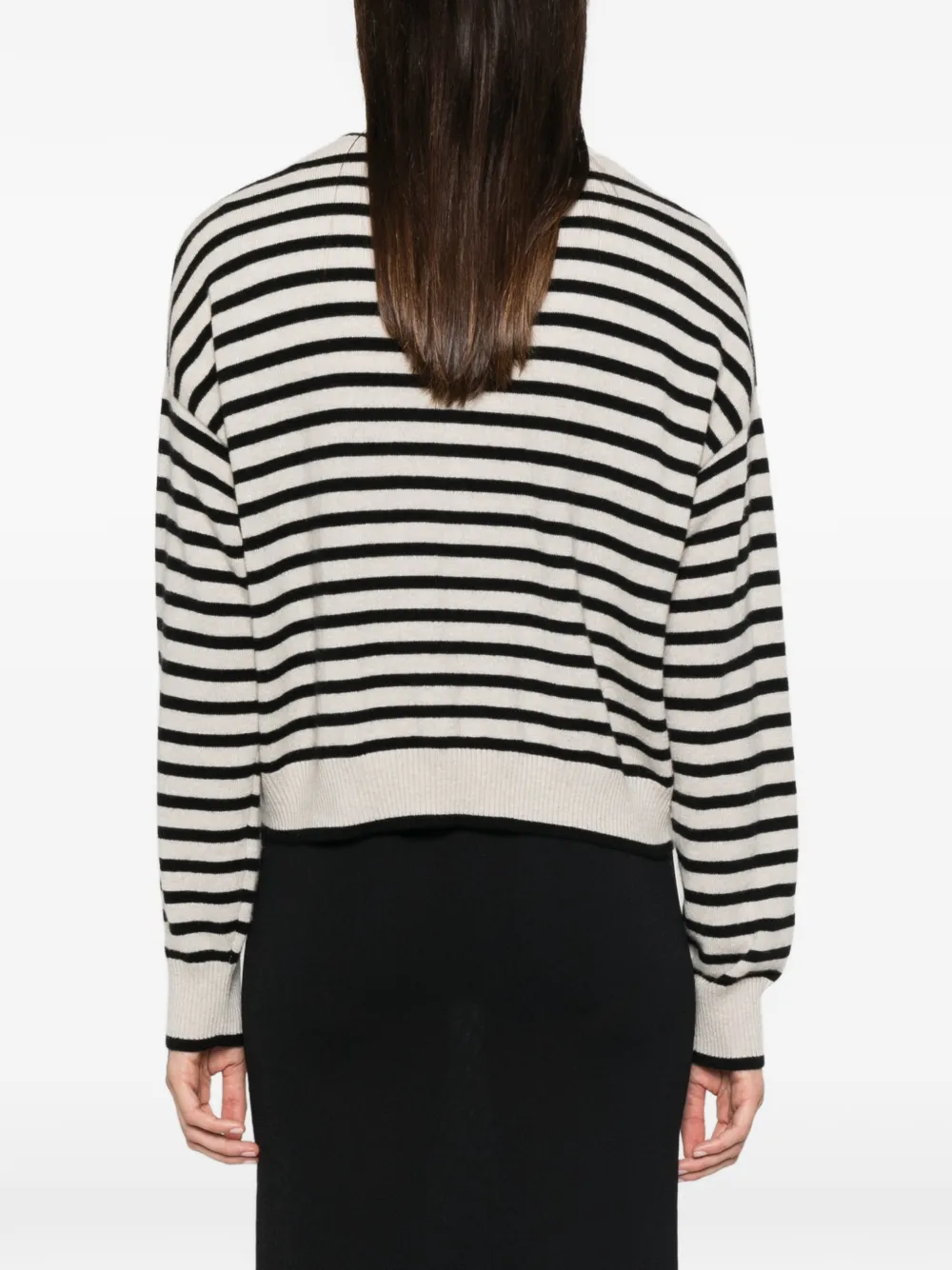 Lisa Yang Marit Striped Cashmere Cardigan in Neutrals, view 4