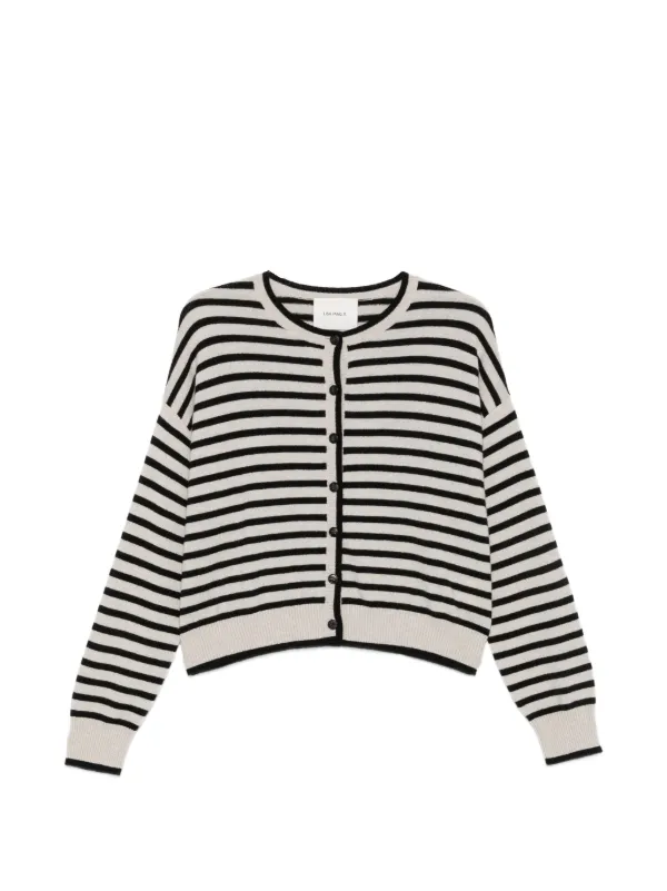Lisa Yang Marit Striped Cashmere Cardigan in Neutrals