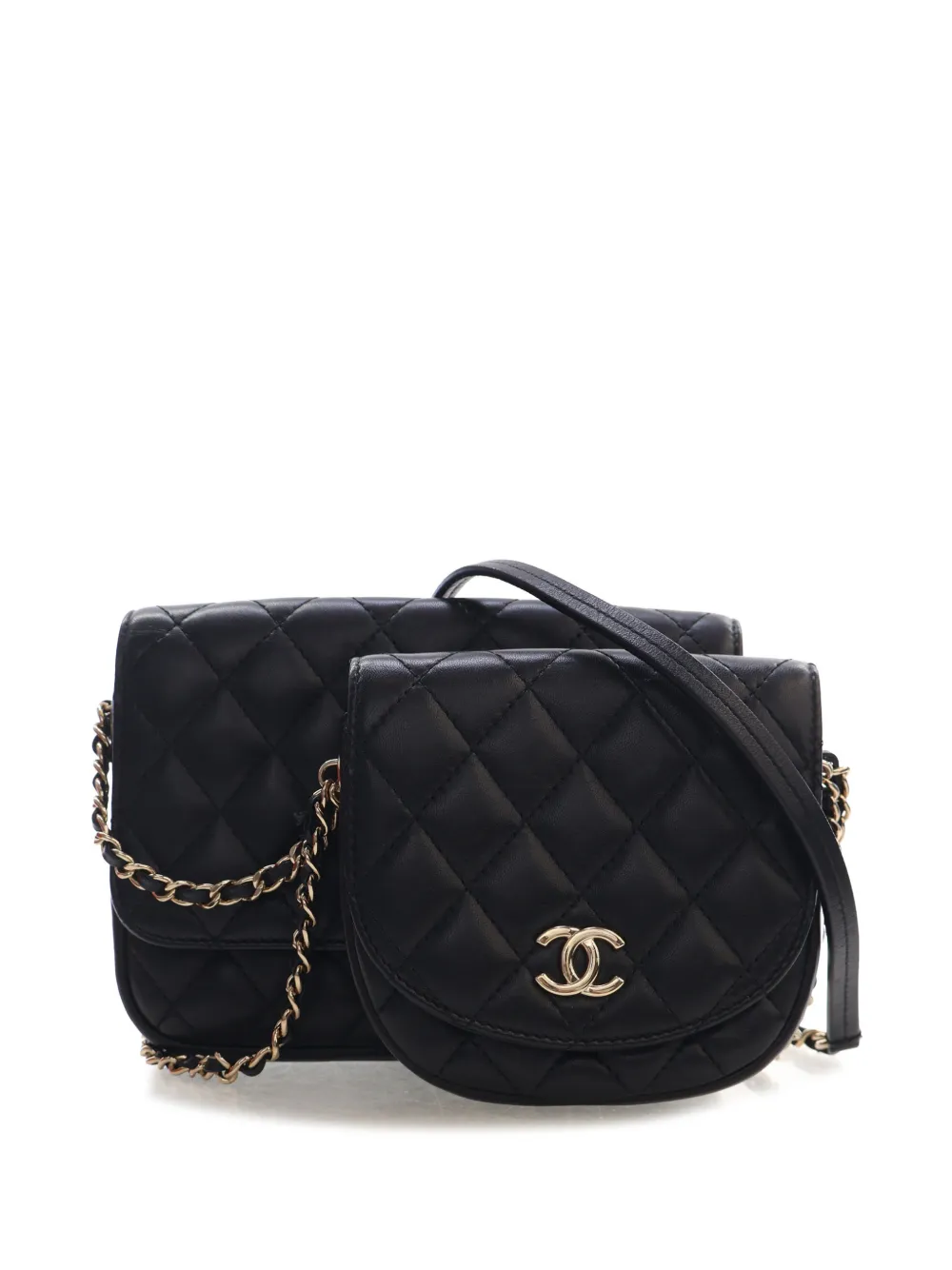 CHANEL Pre-Owned 2019 CC Quilted Lambskin Side Packs Flap crossbody bag - Black