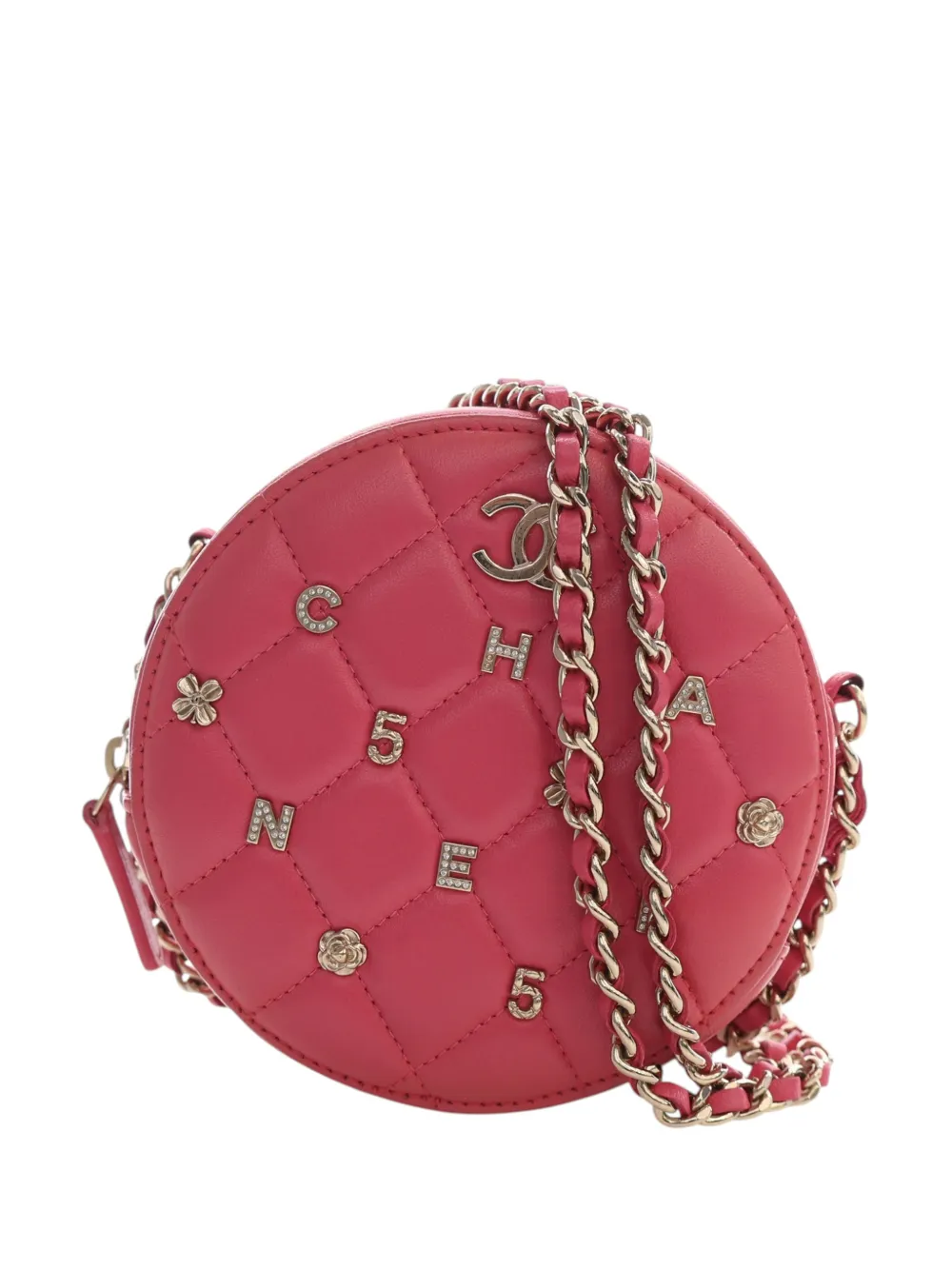 CHANEL Pre-Owned 2020 CC Quilted Lambskin Lucky Charms Round Clutch with Chain crossbody bag - Pink