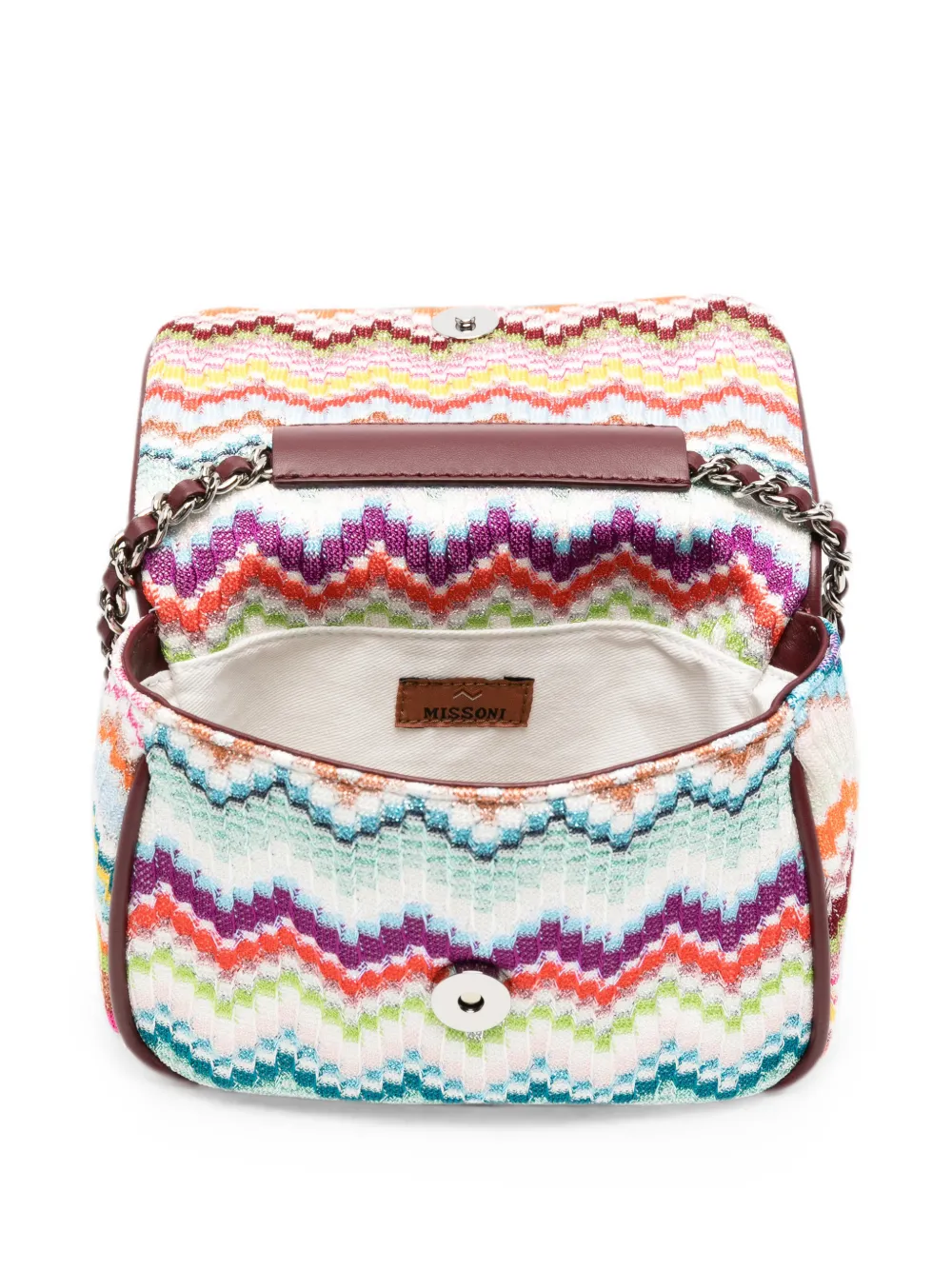 Missoni Kids Gebreide schoudertas met ketting en zigzag-patroon Wit