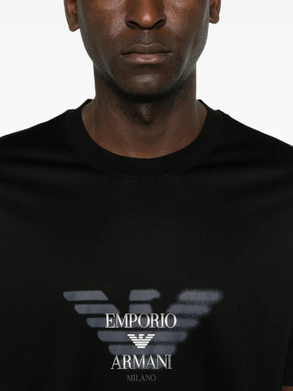 Emporio Armani T-shirt met logoprint met ronde hals Zwart
