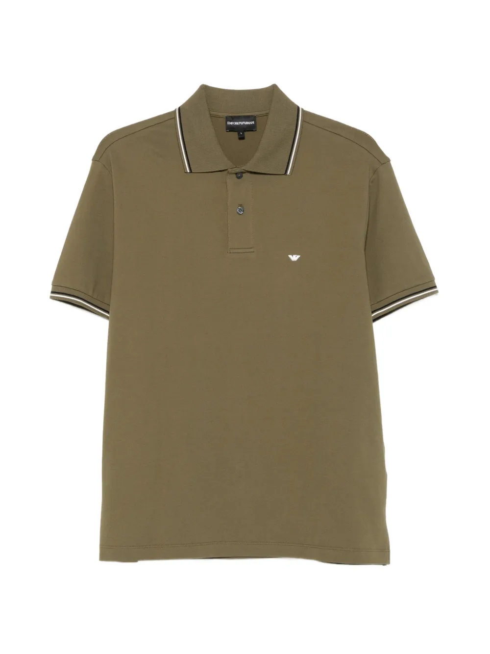 Emporio Armani logo-embroidered tipped polo shirt | Green | Image 1