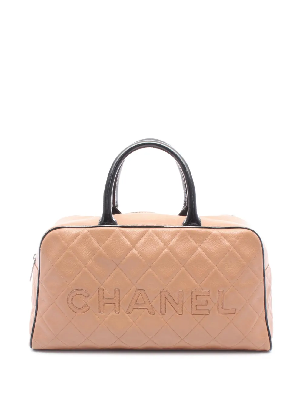CHANEL Pre-Owned 2000-2002 Large Quilted Grained Calfskin Bowler handbag - Brown