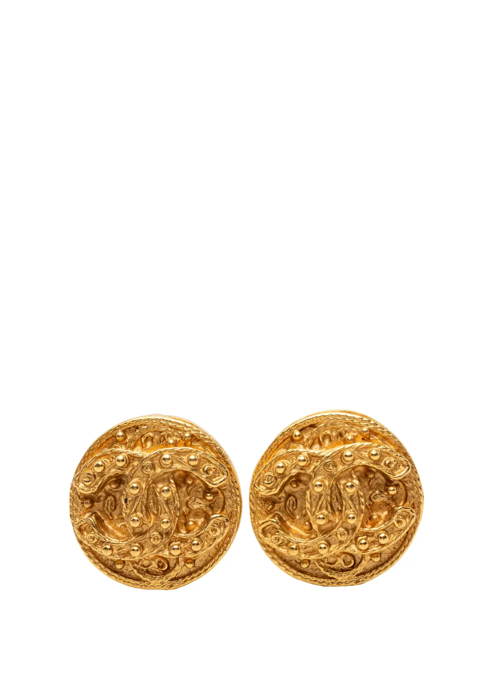 CHANEL Pre-Owned Orecchini tondi CC placcati oro con chiusura a clip 1994