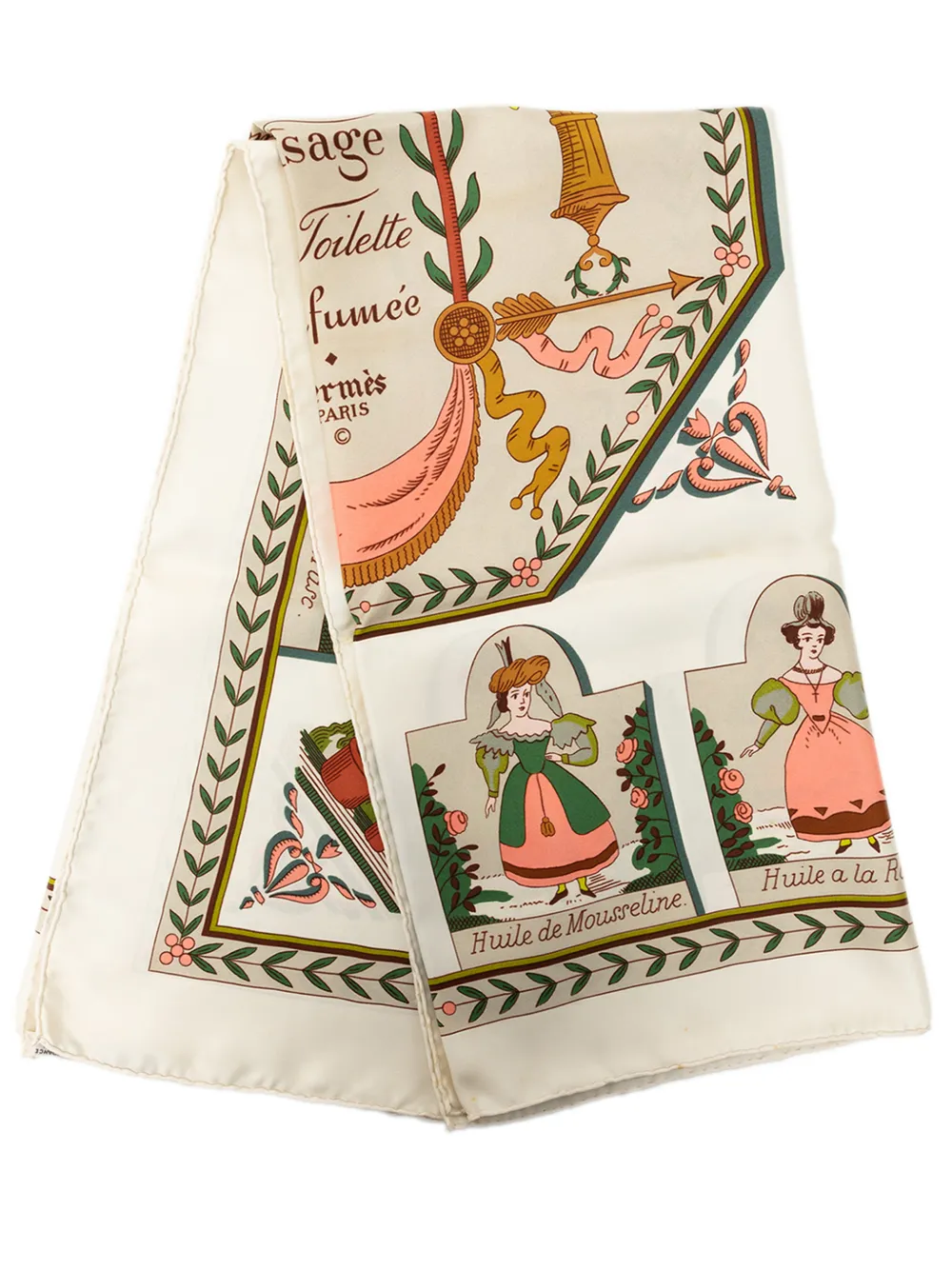 Hermès Pre-Owned 20th Century Huile Rafraichissante a L Usage de la Toilette Parfüm Seidenschal 90cm - Weiß