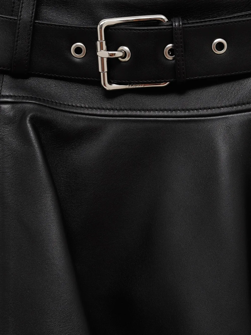 LOEWE Mini-rok met ceintuur en uitlopende snit Zwart
