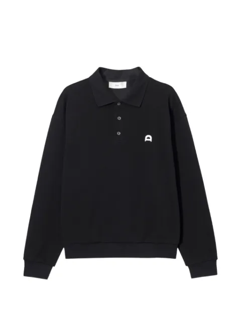 DUNST leather logo-patch polo shirt