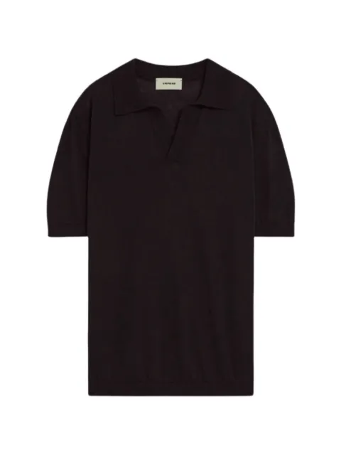 A Paper Kid fine-knit open-collar T-shirt