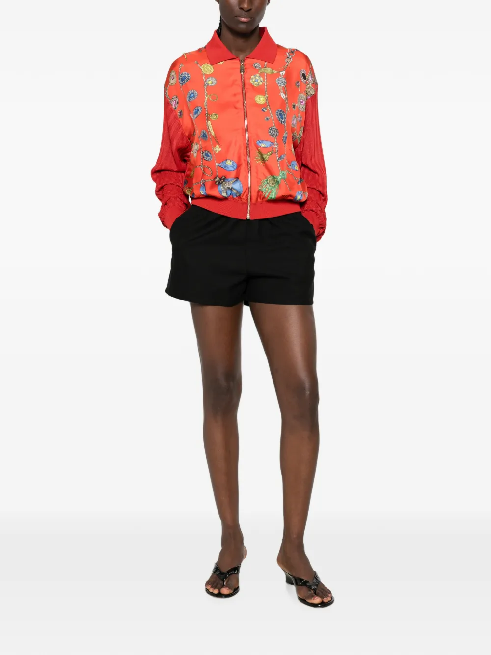 Versace Vest met geplooide mouwen en sieradenprint Rood
