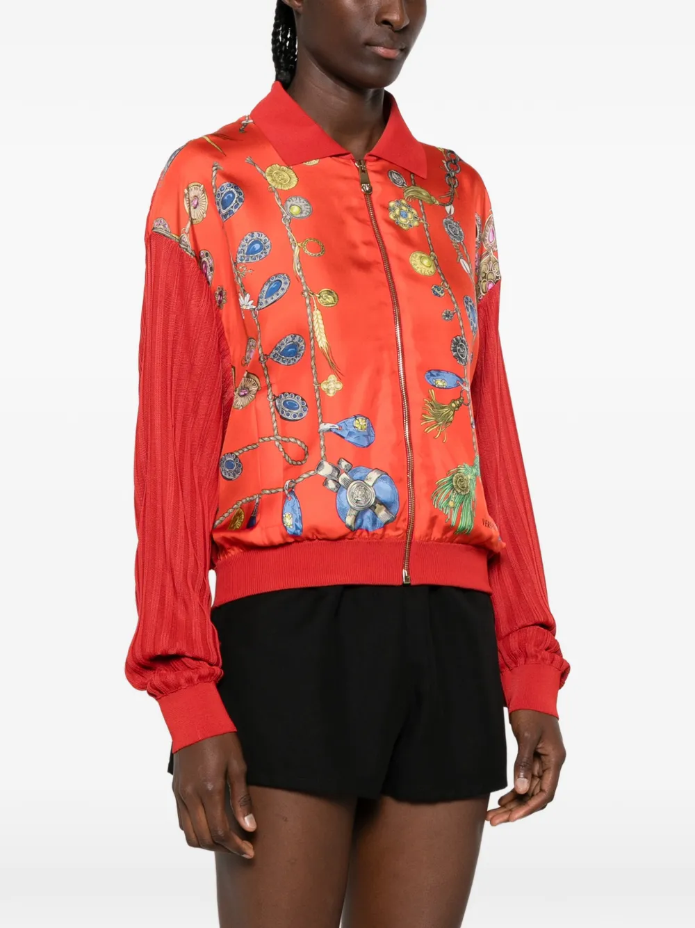 Versace Vest met geplooide mouwen en sieradenprint Rood